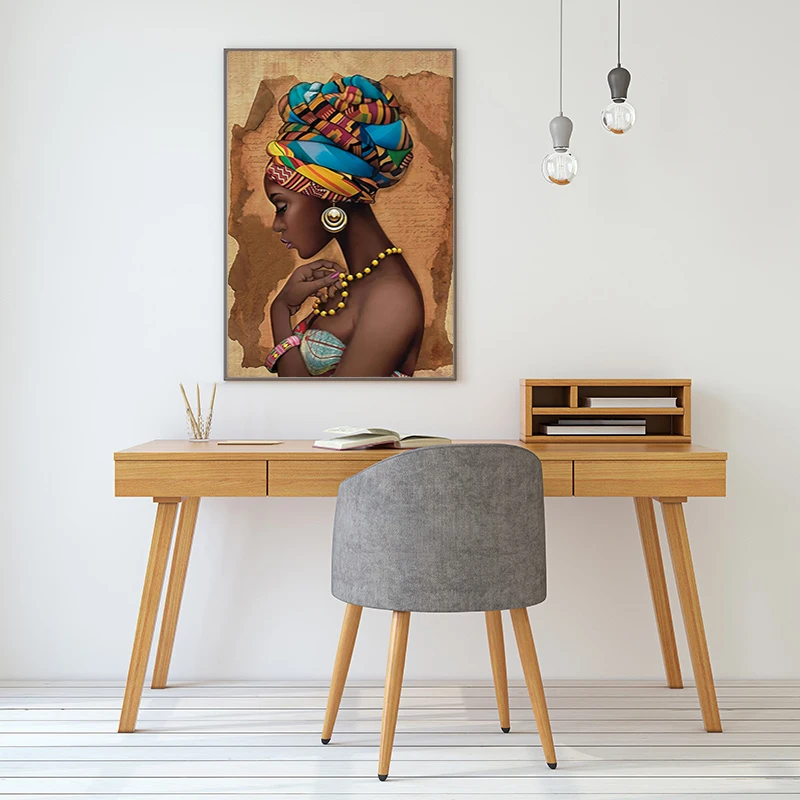 AFRICAN WOMEN WITH TRADITIONAL JEWELRY WALL ART