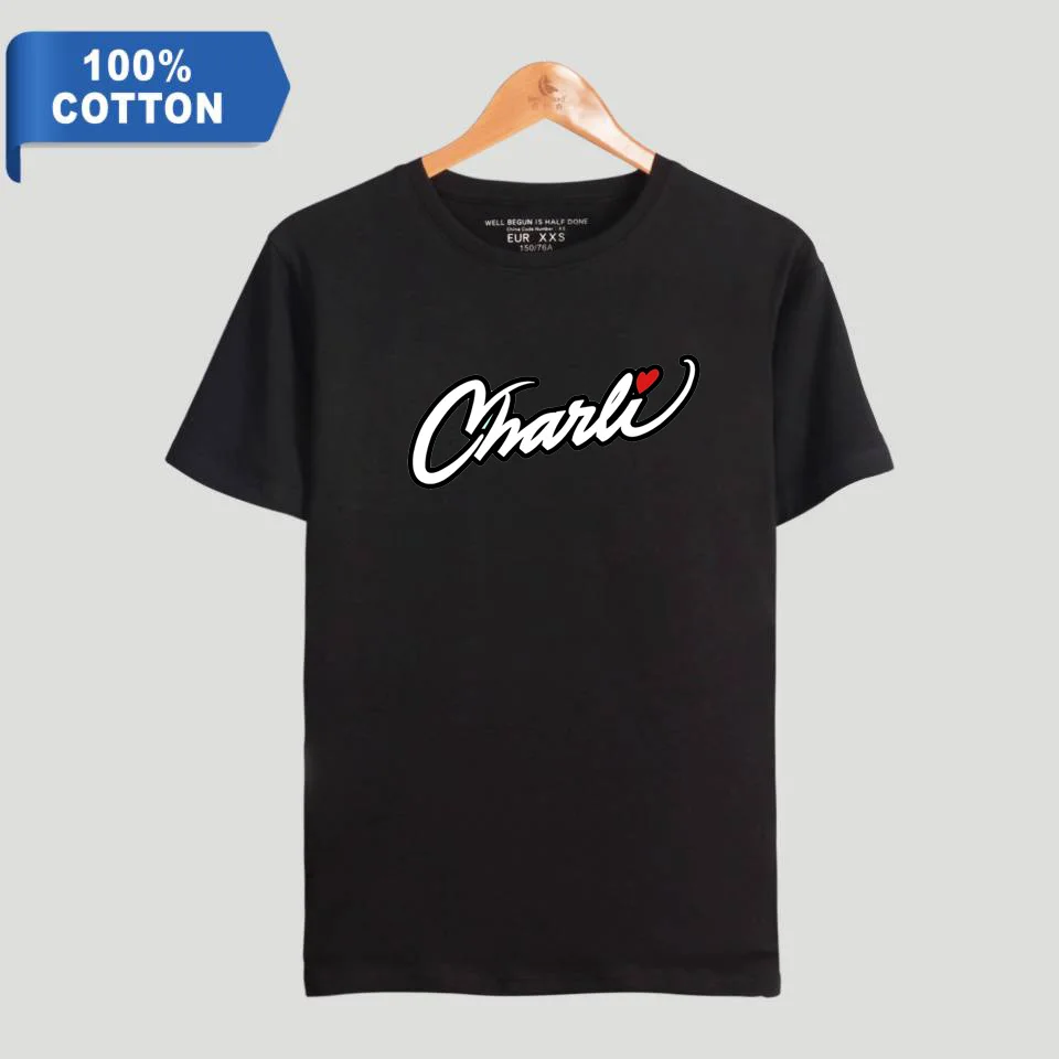 Новинка 2020 футболка с принтом шрифа Merch Charli для мужчин и женщин 100% хлопок круглым