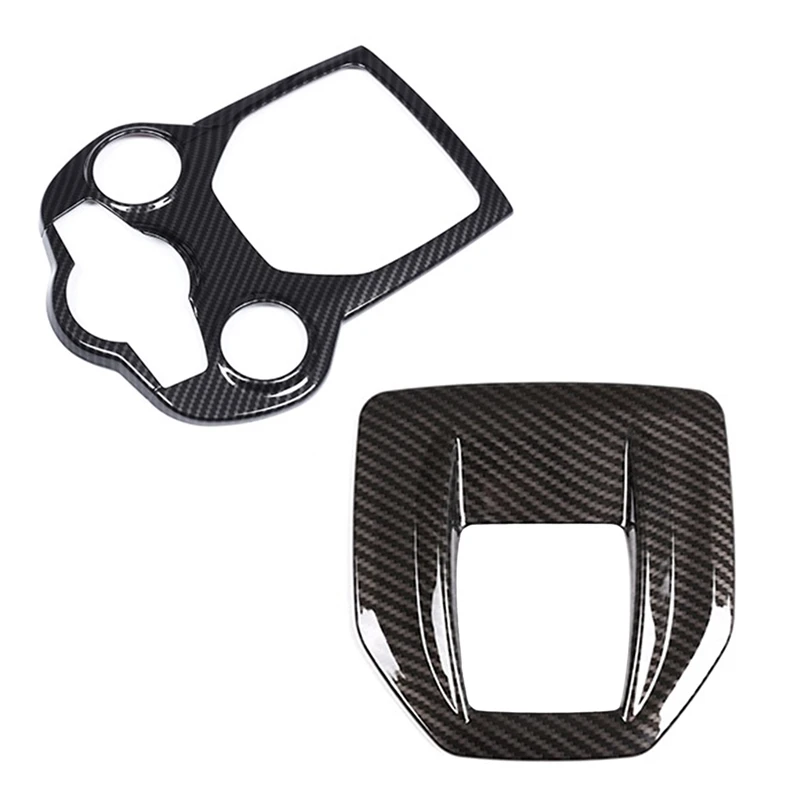 

2 Pcs Carbon Fiber Style ABS Interior Center Console Decoration Trim for Alfa Romeo Giulia Stelvio 2017 2018, Gear Shift Panel C