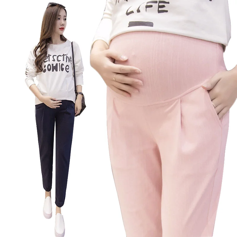 Беременных Уход штаны-шаровары Штаны для беременных; Стрейчевые удобные карманный дизайн живота Поддержка Костюмы Для женщин Фитнес Повседневные леггинсы