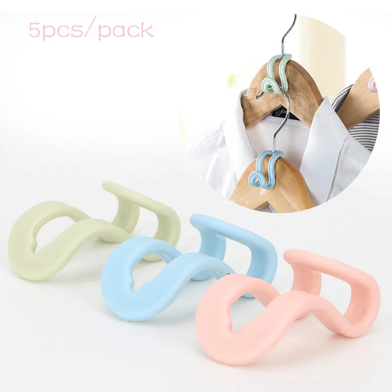 

2020 HOT sale 5 Pcs/set Creative Antislip Clothes Hanger Plastic Home Easy Hook Closet Organizer Storage Rack Holder Hook