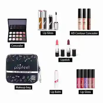 

Professional Makeup Kit For Beginners Design Eyeshadow Eyeliner Lipstick Foundation Concealer Brush Cosmetics Set