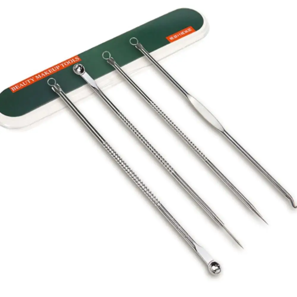 

4Pcs/Set Acne Blackhead Removal Needles Pimple Spot Extractor Cleanser Beauty Face Clean Care Tools Rose Gold Silver