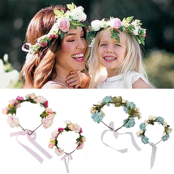 

2x Mom Baby Parent Child Flower Headband Wedding Bridal Hairband Photo Prop