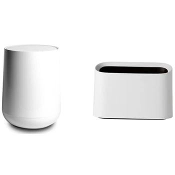 

2 Pcs Nordic Style Trash Can Shatter-Resistant Plastic Trash Can Wastebasket, 21.7 X 8.8 X 14.5Cm & 22.5 X 31.7 X 24.5Cm