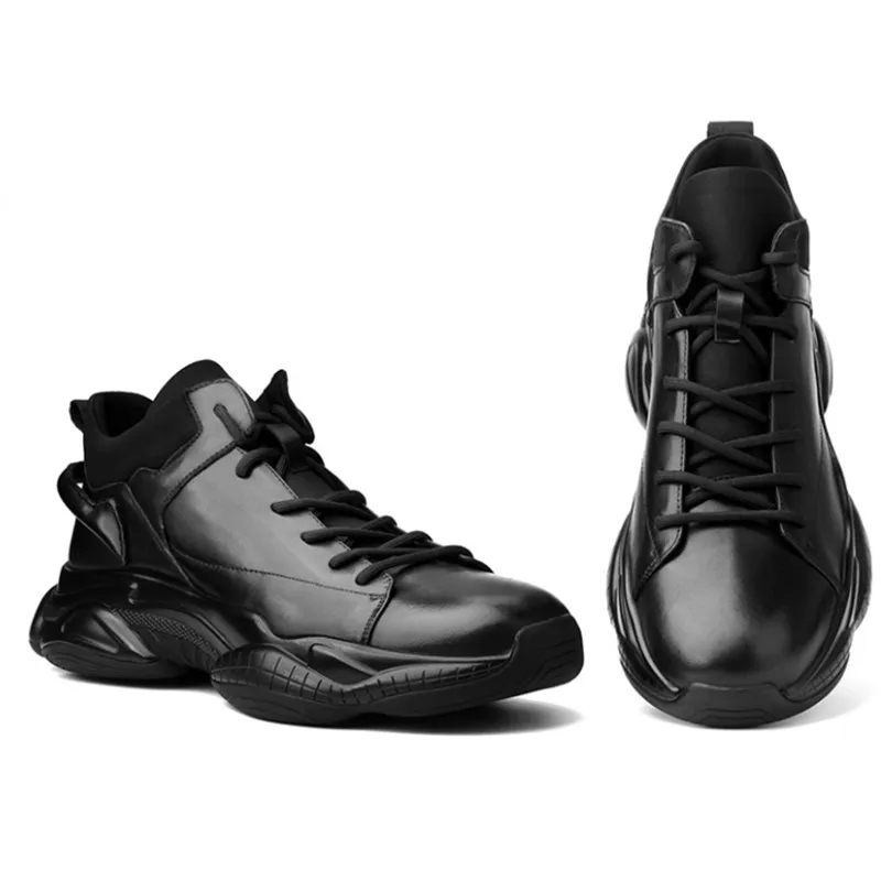 

Leisure leather shoes man's sports shoes really genunine leather shoes thick soles men's tidal shoes,