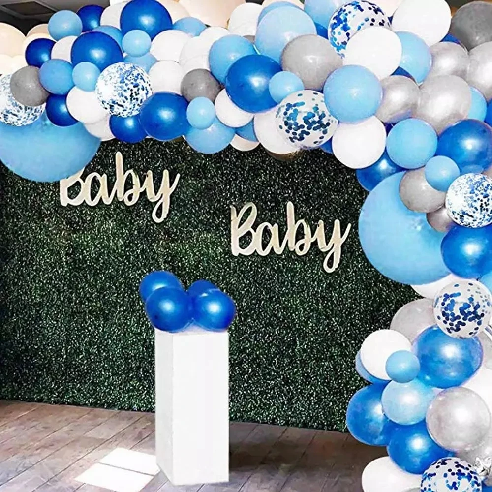 105pcs Blue Birthday Decoration Balloons White Globos Wedding