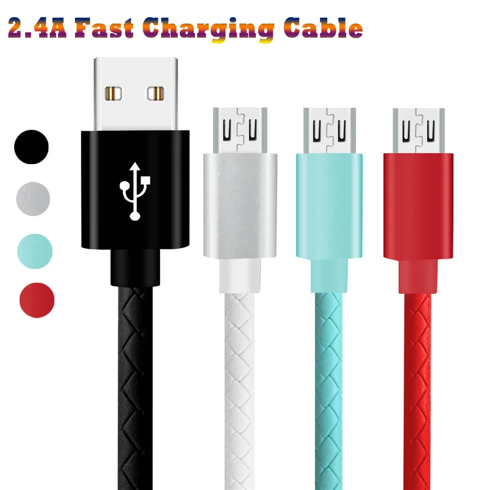 1 м микро Usb кабель 2.4A Быстрая зарядка для samsung Плетеный Usb кабель для huawei зарядный провод мобильный телефон
