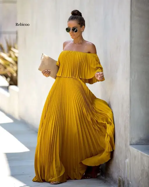 Off Shoulder Chiffon Dress Women Summer 