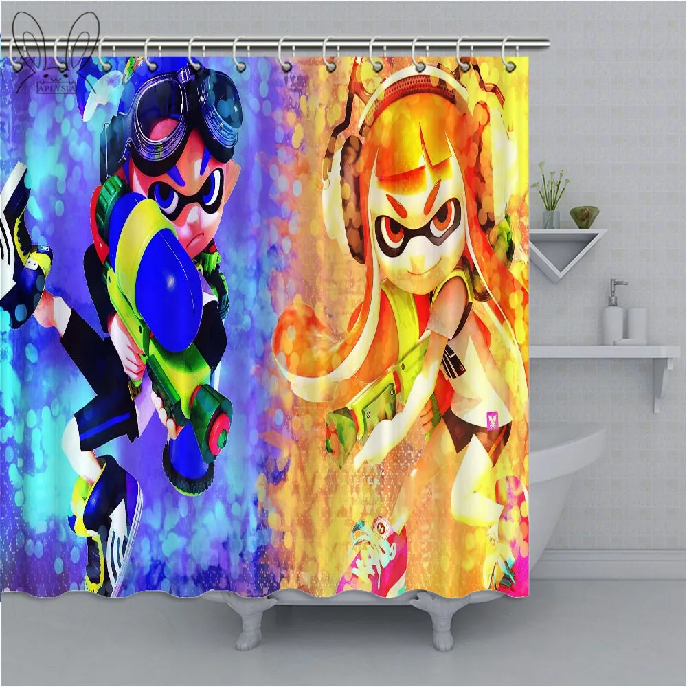 Цветная занавеска для душа aplyasia Splatoon 3D Водонепроницаемая полиэфирная ткань занавеска для душа s для декора ванной комнаты