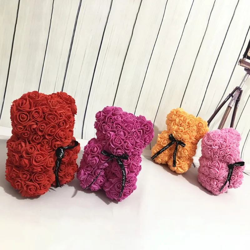 Rose Bear Teddy Bear with Ribbon Forever Artificial Rose Anniversary Christmas Valentines Gift N06