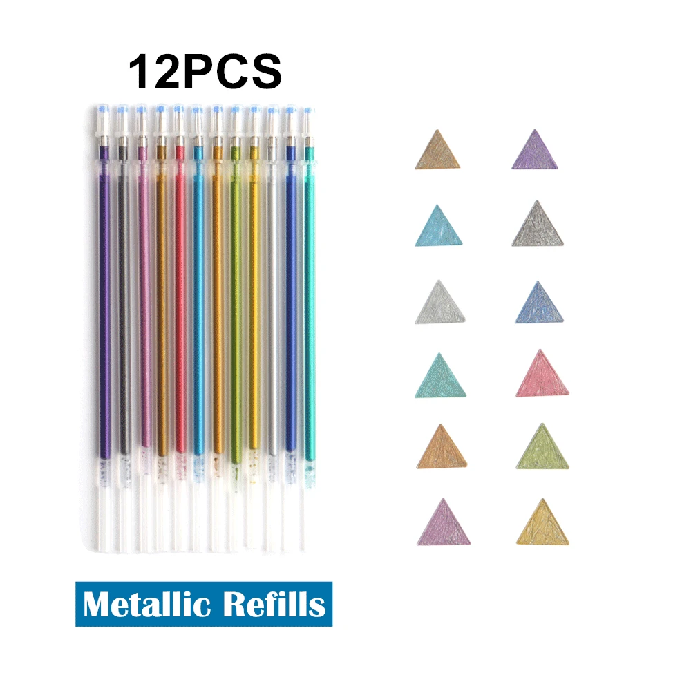 12 Metallic Refill 12/24/36/48 Цвета Flash Выделите ручка с заправляемым стержнем милые Карамельный цвет блестящими пополнения чернил для маленьких детей с изображением граффити поставок - Цвет: 12 Metallic Refill