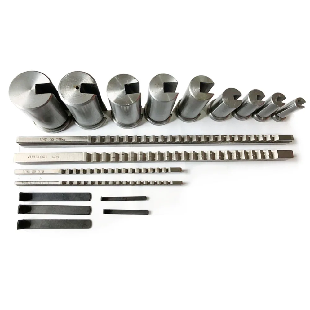 Keyway Broach Set 18pcs HSS Keyway Cutting Tool Keyway Broach for Lathe