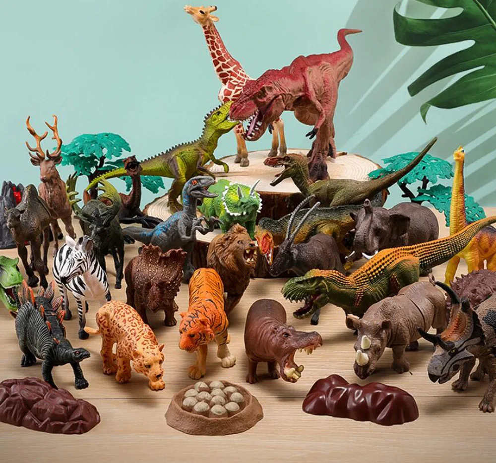 Brinquedo dinossauro de plástico, coleção de brinquedos jurássicos com dinossauro