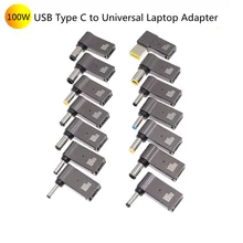 Adaptador de carregamento rápido usb tipo c, 100w, conector universal, usb c, carregador de laptop, conversor para dell, asus, hp, acer, lenovo