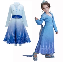 Новинка Платье Анны и Эльзы; 2 шт. Бандажное платье для девочек вечерние платья Косплэй Одежда для девочек «Анна» Снежная королева с принтом на день рождения, платье принцессы, костюм для детей