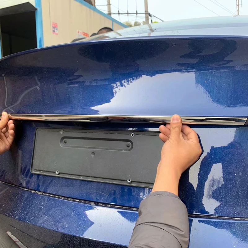 Подходит для Tesla модель 3 стайлинга автомобилей нержавейка, хром автомобиля задний багажник украшение крышки Накладка 1 шт. авто аксессуары