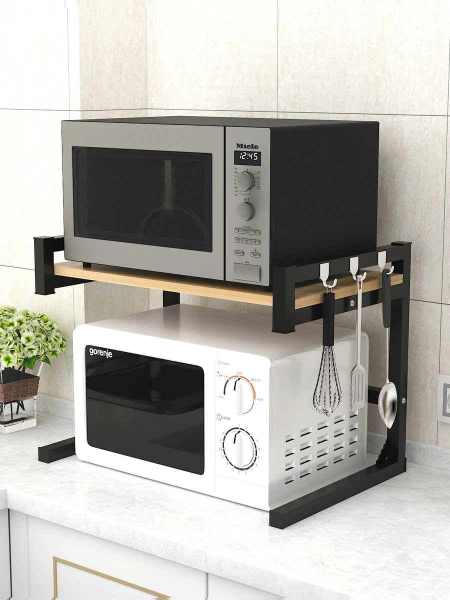  Kitchen shelf seasoning rack microwave rack oven rack double layer hole free storage rack kitchen a - 4000411426142