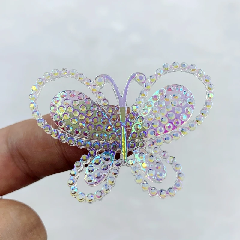 Мода бабочка Bling Кристалл AB смолы Стразы с плоской задней частью камень Кабошон DIY Свадебные украшения ремесла 33*45 мм-16W178
