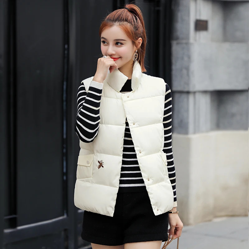 

Cotton Vest Female Short Section Winter Large Size Wild Vest Jacket Solid Color Fashion Waistcoat