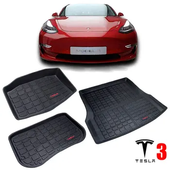 

TPO Rubber trunk mat For Tesla Model 3 2017 2018 2019 CAR accessories Front Trunk Floor Mats Storage Mats Rear Cargo Tray