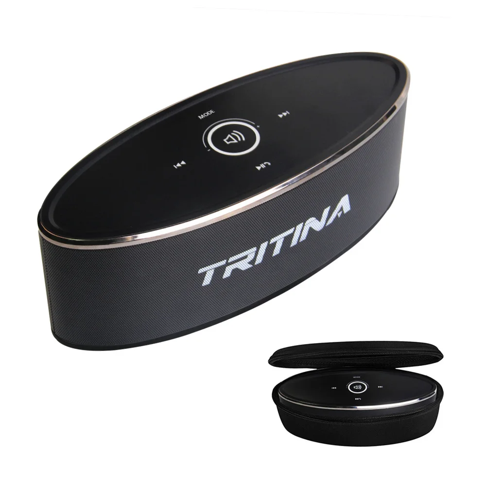Tritina Портативный Беспроводной Динамик стерео звук, Touch Управление с мода свет, BT V4.1, громкой связи вызова, TF слот для карты и AUX - Цвет: TR-WSP01-BK