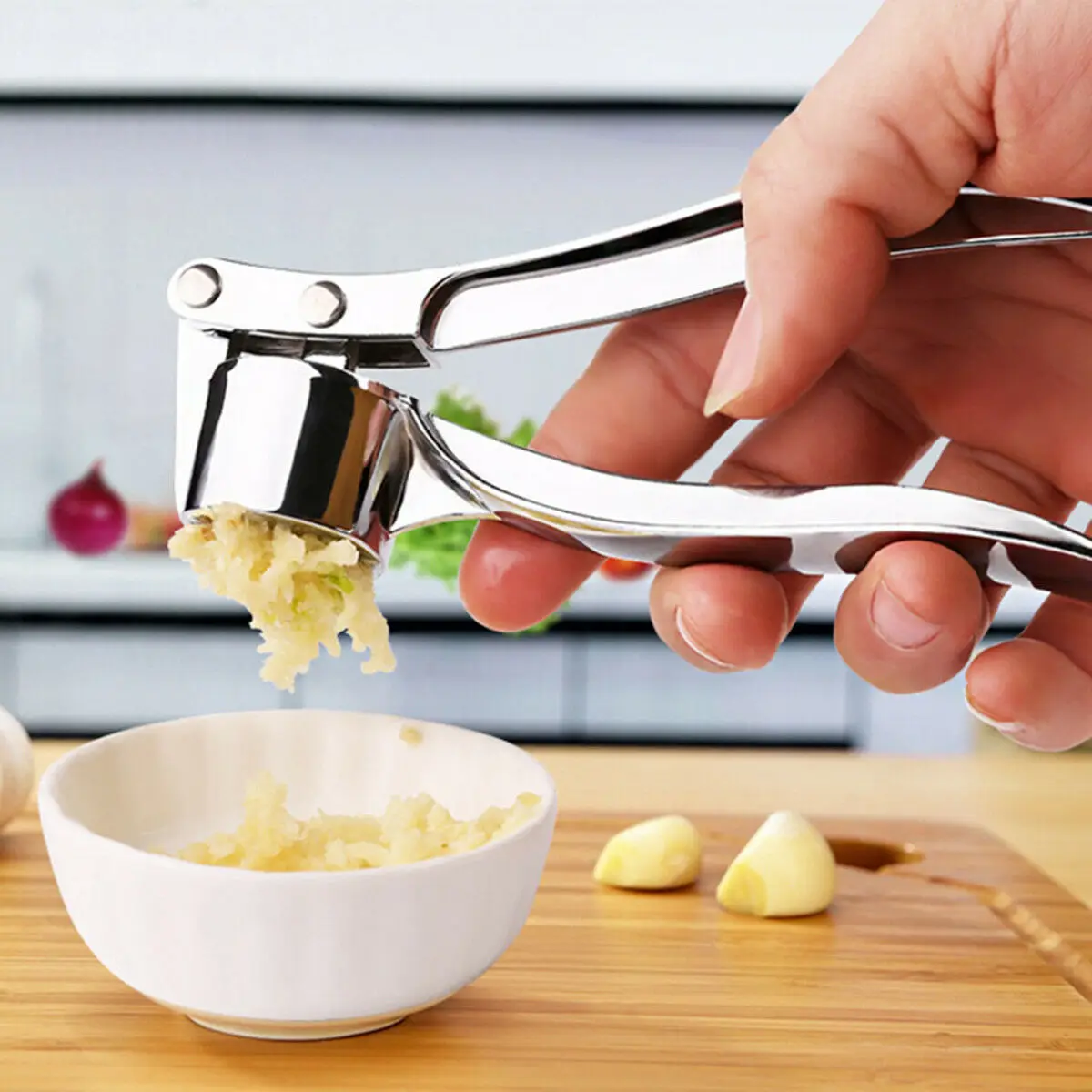 Stainless Steel Garlic Press Ginger Presser Crusher Chopper Peeler Cutter Mincer