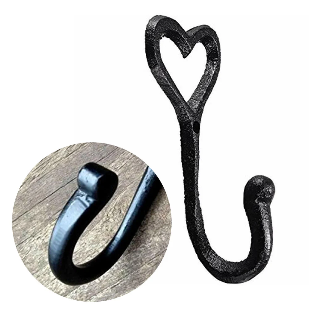 Retro Wrought Iron Heart-Shaped Hook Bedroom Decorative Home Wall Mounted Vintage Hat Coat Holder Storage Hanger Hook Tool