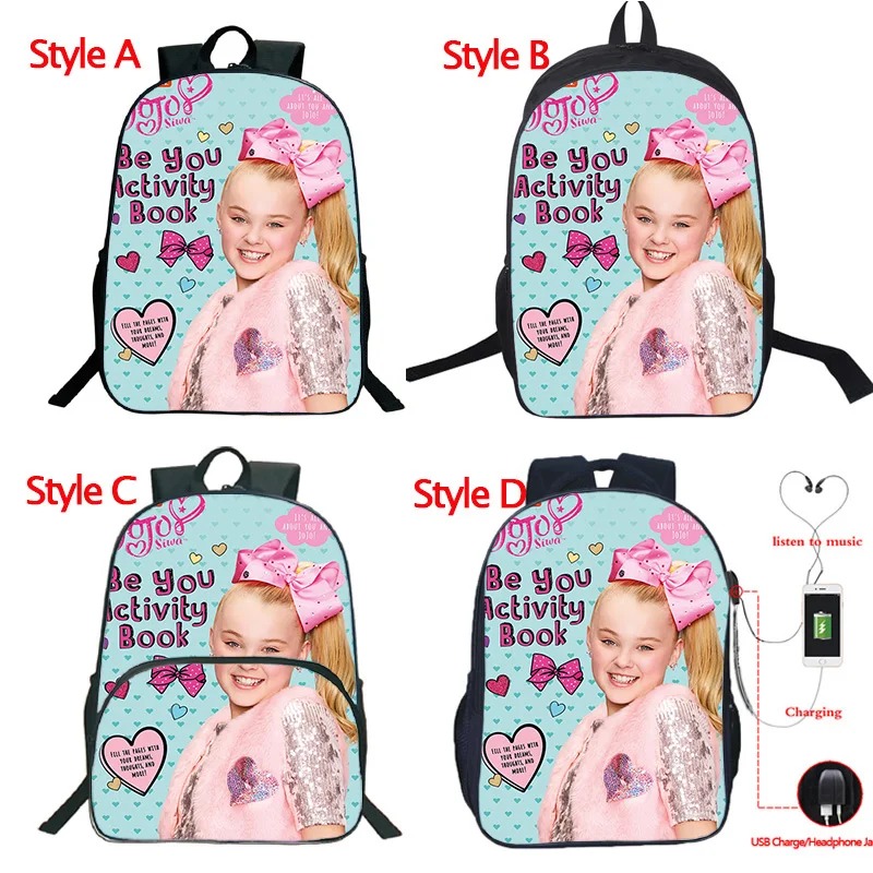 Jojo Siwa рюкзак 4 стиля USB зарядка ученические рюкзаки школьные сумки большой емкости красивый рюкзак для школы - Цвет: 27