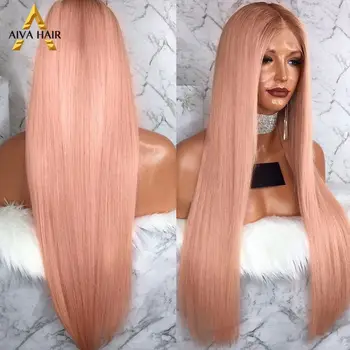 

Aiva Hair Long Lasting Ombre Wig Heat Resistant Synthetic Lace Front Wig Wavy Pink Cosplay Wig For Black Women
