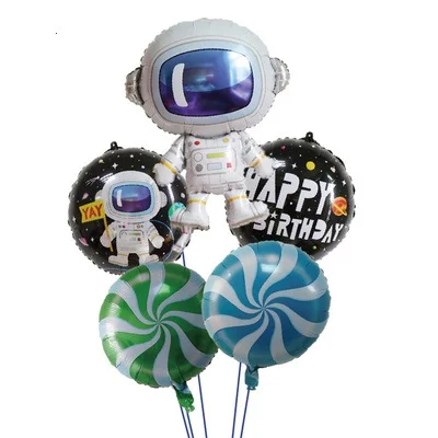 GIHOO 5 шт космонавты и ракеты корабль фольгированные шары космическое пространство с днем рождения галактика вечерние украшения Дети воздушный шар детский душ - Цвет: 5pcs