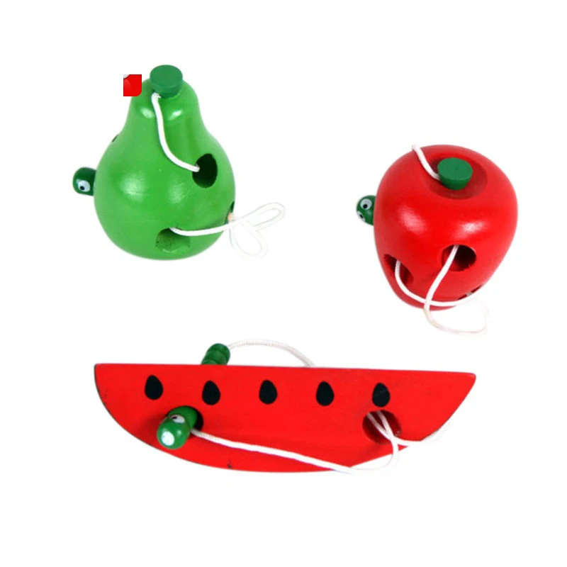 

Apple/Watermelon/Pear Furit Worm Threading Lacing Game Montessori Puzzle Wooden Toys Puzzle Juguetes Baby Toy Brinquedos