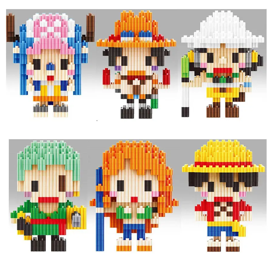 

One Piece Mini Blocks Anime Figure Chopper Usopp Luffy Zoro Nami Cartoon Model Building Bricks for Children Toys Gift