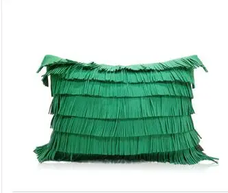 

Designer European New Chinese Model House Kids Green Fringe Pillow Case