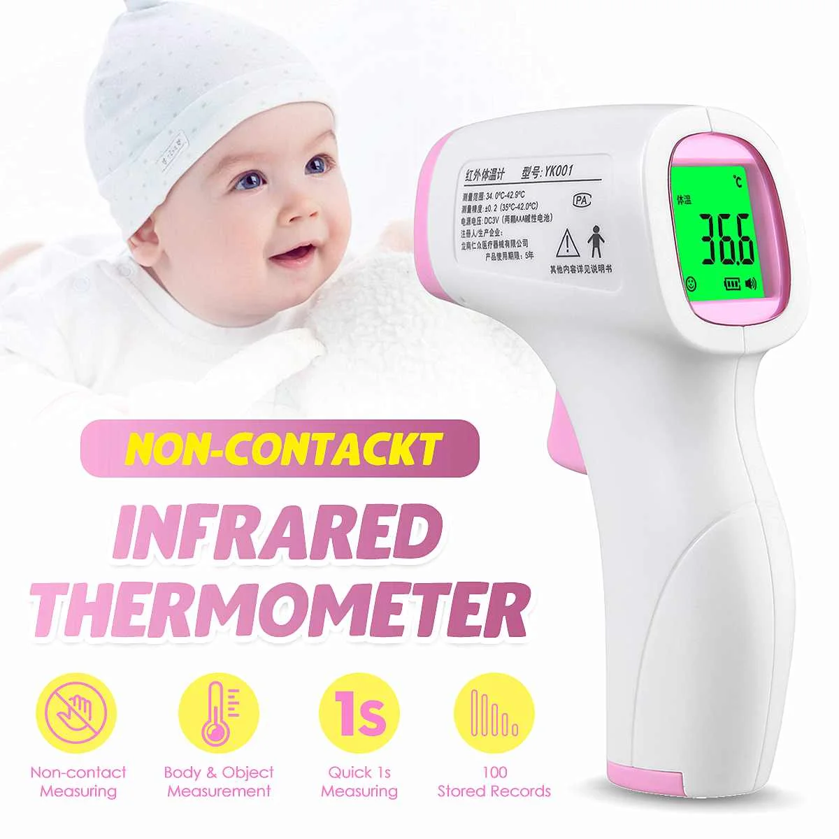 

Baby Thermometer Infrared Digital LCD Body Temperature Measurement Forehead Ear Non-Contact Adult Fever Meter IR Thermometer