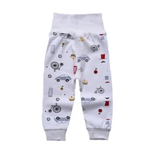 Детские шаровары с рисунком из мультфильма; хлопковые леггинсы для мальчиков и девочек; Детские эластичные брюки с высокой талией; Inafnt; защитная одежда для живота