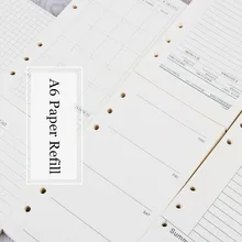 Заправка бумаги A6 вкладыш блокнот Bullet Journal 45 листов внутри Биндер внутренняя страница 6 отверстий Doted сетка Еженедельный ежемесячный планировщик