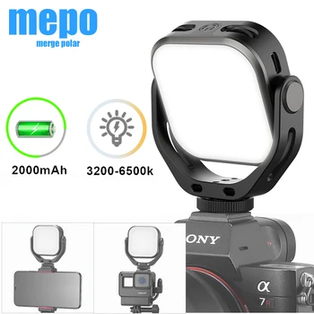 

Phone Vlog Fill Light 360 Degree Rotatable Go Pro 8 LED Video Light w/ Cold Shoe 2000mAh Battery 3200-6500k DSLR Camera Light