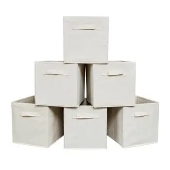 

Clothing Storage Box Folding Storage Bag Non Woven Fabric Clothes Organizer Basket With Handles 6pcs