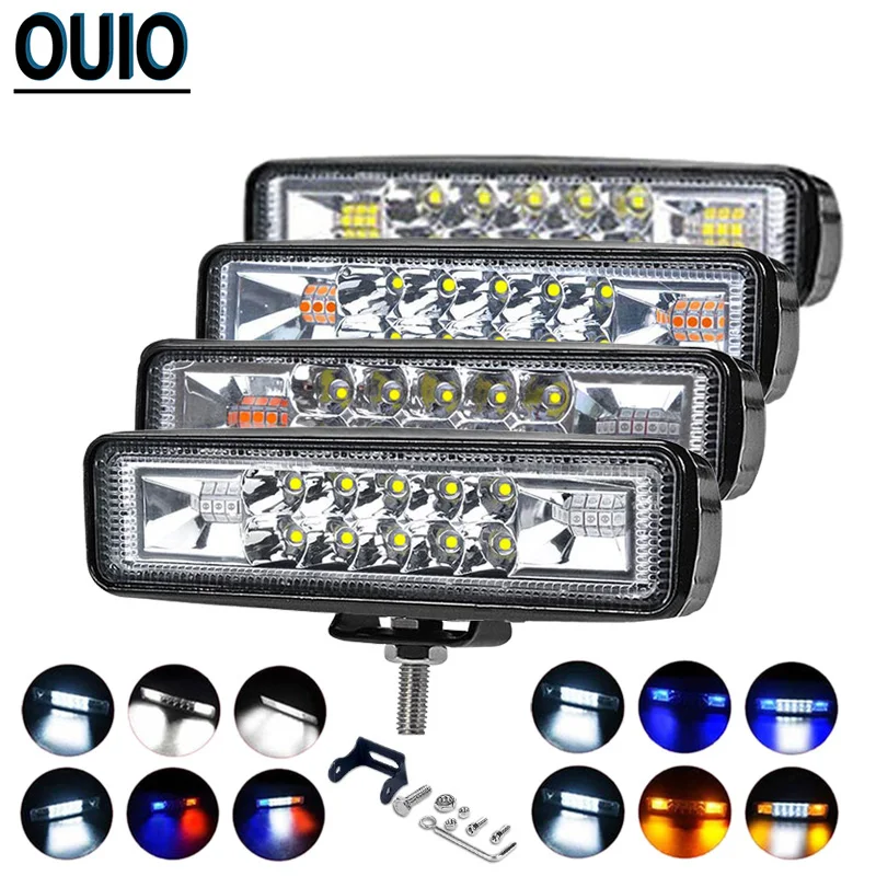 

48W 6" LED Light Bar Off Road Work Light 12V 24V Flash Lamp Two-side Warning Light ATV Motorcycle Spotlight Headlight Work Light