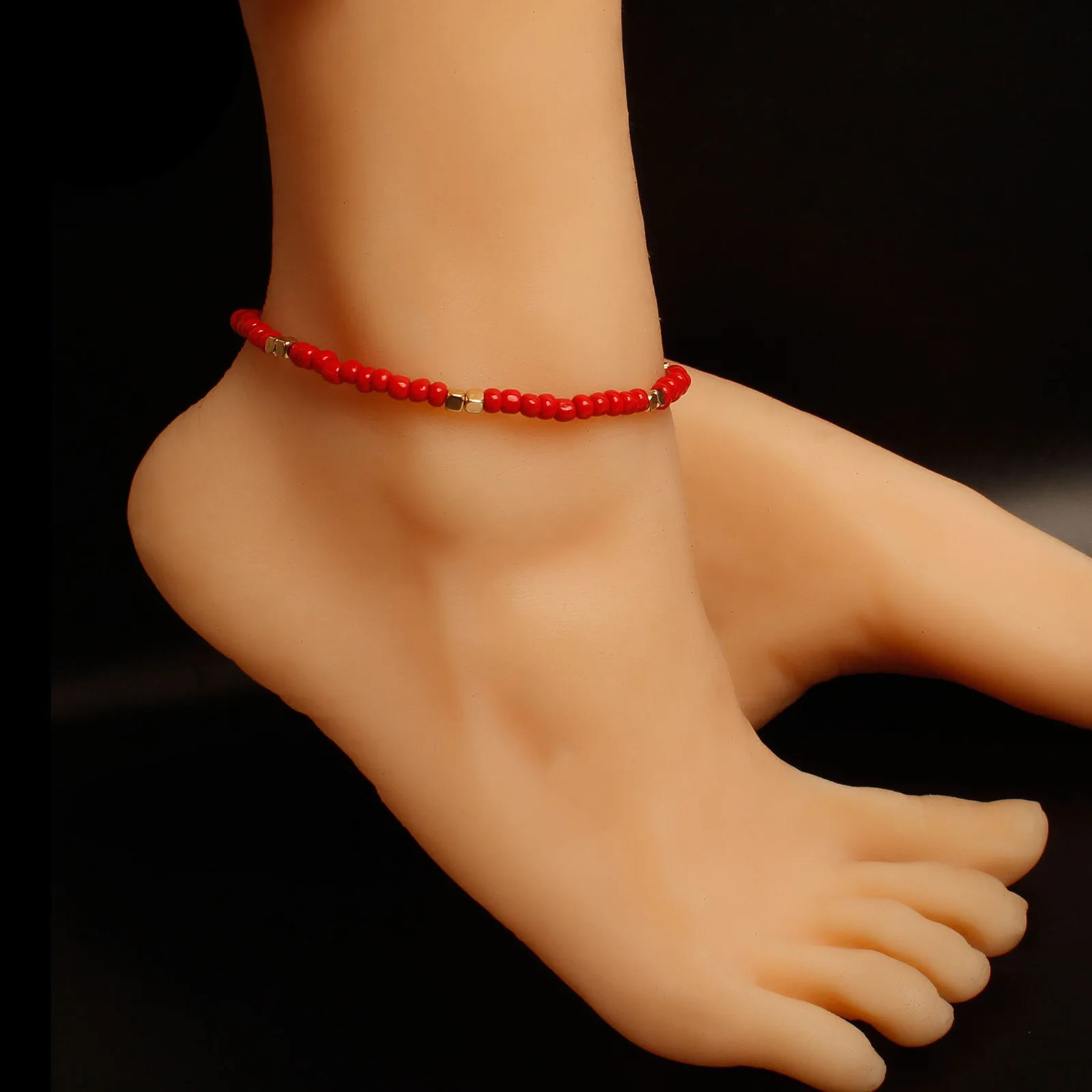 Beads Anklet Bohemian Colorful Glass Beaded Anklet For Women Handmade 21cm 1 Piece