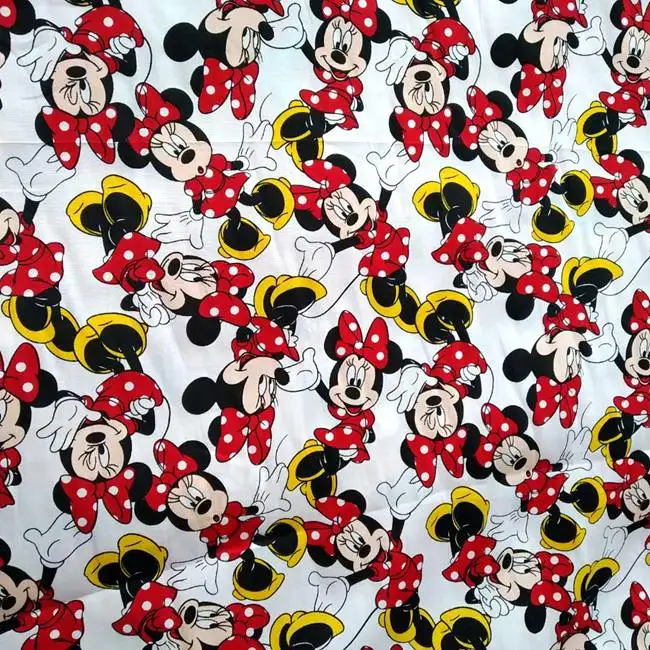 50X140 см ширина Минни Маус белый хлопок ткань для маленьких девочек одежда постельных принадлежностей швейная домашняя текстильная подушка покрывало DIY-BK707