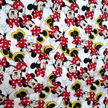 50X140 см ширина Минни Маус белый хлопок ткань для маленьких девочек одежда постельных принадлежностей швейная домашняя текстильная подушка покрывало DIY-BK707