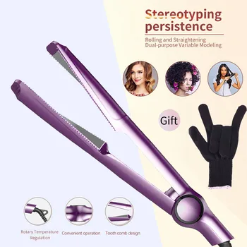 

Straightener Hair Straightener and Curling Iron 2 in 1 Ceramic Care Flat Iron Curling With EU Plug Adapter Salon Styling Tools