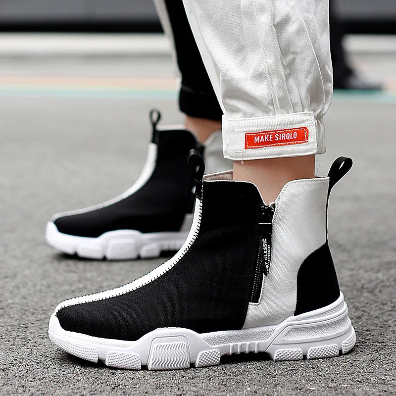 

2019 Autumn And Winter New Style High Shoes Men Korean-style Trend Casual Shoes Canvas Trendy Shoes Zipper Sport Sneakers Men's
