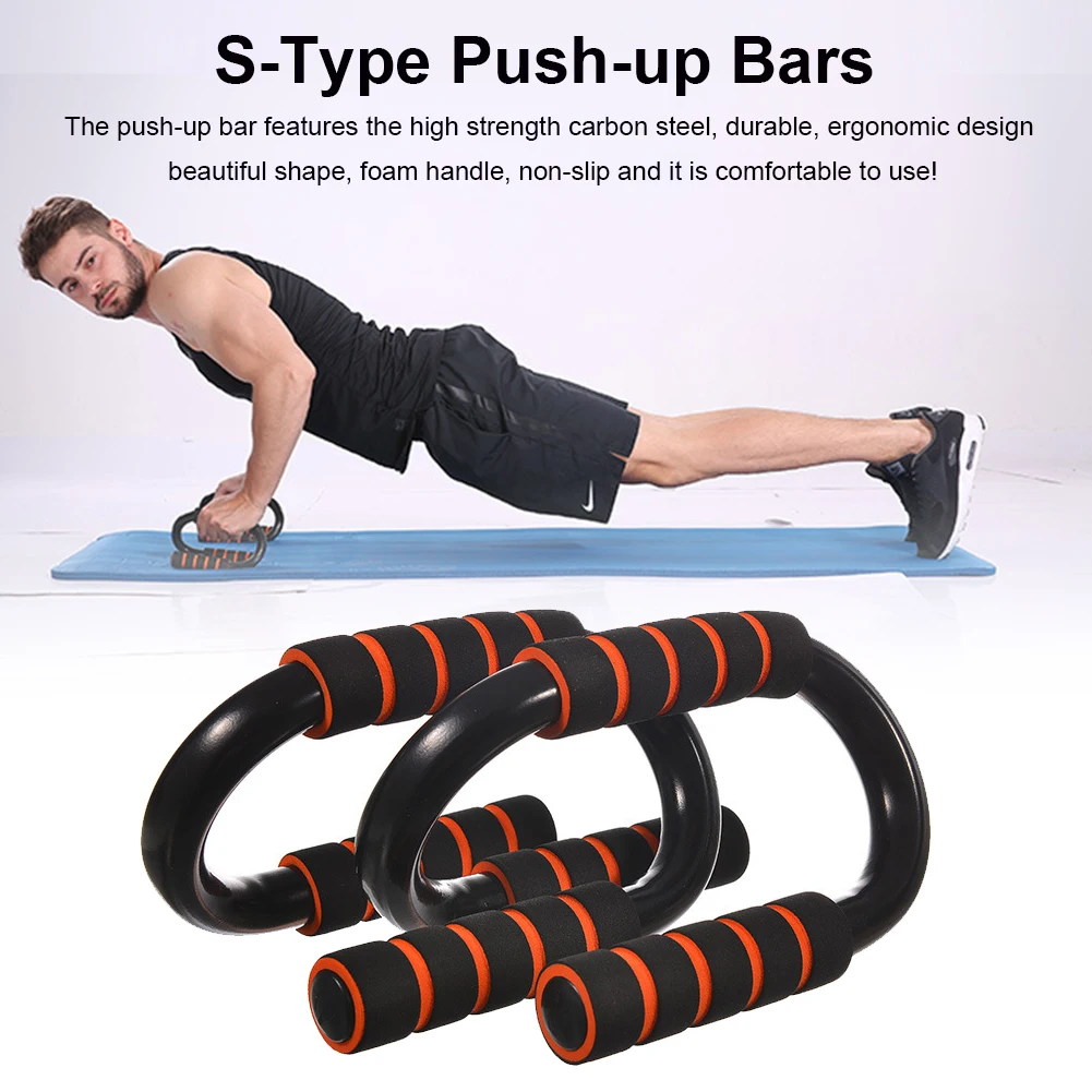 1 Pair S Shape Push-Ups Bars Push-Ups Stands With Slip Resistant Handle For Men Women Pull Ups Strength Training Daily Workouts