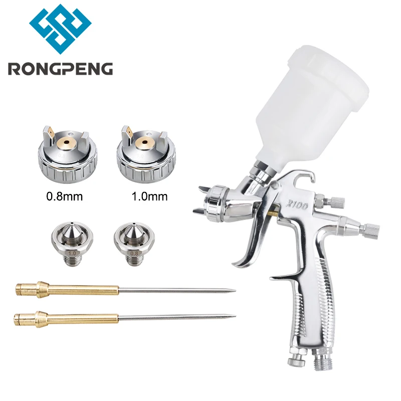 RONGPENG High Quality 0.8mm 1.0mm Nozzle Touch Up Spray Gun Air Cap Needle Kit Airbrush For Auto Painting Decorating r trianglelab top quality brass volcano nozzle for 3d printers hotend for volcano hotend m6 rapido hotend chc pro hotend kit