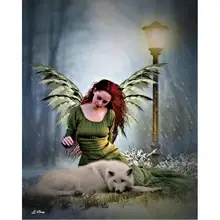 Diy фото на заказ Алмазная картина ангел и волк полностью Квадратный бриллиант, 5D Вышивка бисером вышивка крестиком Мозаика сверла Стразы