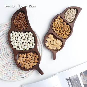 

Direct ins Nordic creative multi-grain snacks dried fruit fruit plate living room coffee table melon box wooden candy dish