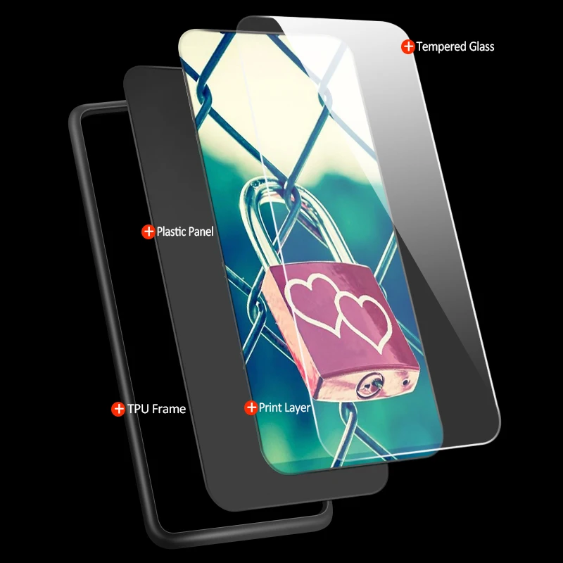 Чехол из закаленного стекла для huawei Enjoy 9s Shell Mate20 Lite Pro Nova 2 3i 4 P Smart+ P20 P30 Honor Play Модный Роскошный Жесткий Чехол